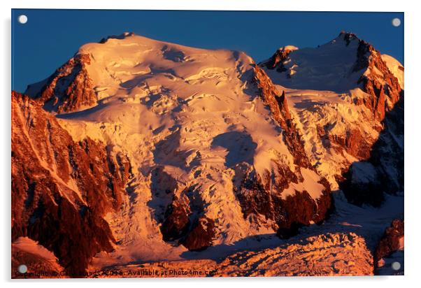 Sunset light on Mont Blanc du Tacul Acrylic by Colin Woods