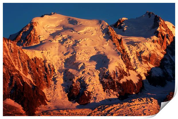 Sunset light on Mont Blanc du Tacul Print by Colin Woods