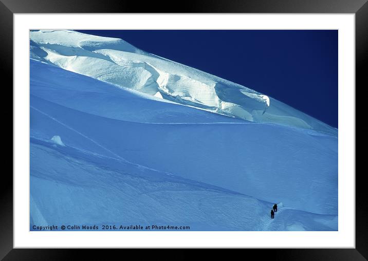 First light and climbers on Mont Blanc du Tacul Framed Mounted Print by Colin Woods