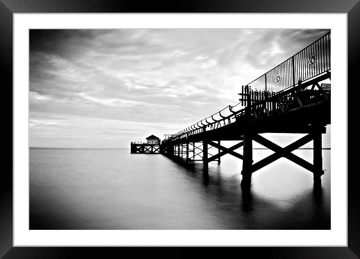 Totland Bay Pier, Isle Of Wight,Black and White Framed Mounted Print by Simon Gladwin