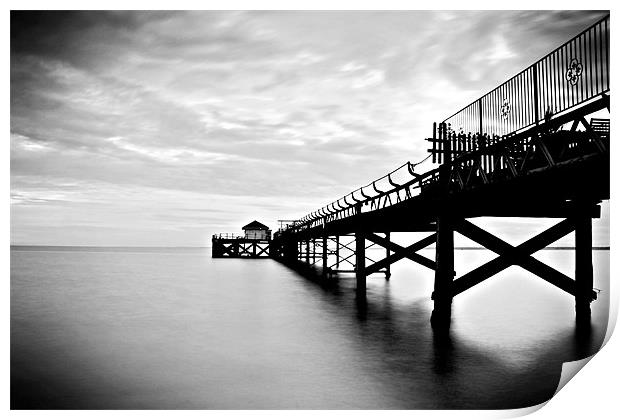 Totland Bay Pier, Isle Of Wight,Black and White Print by Simon Gladwin