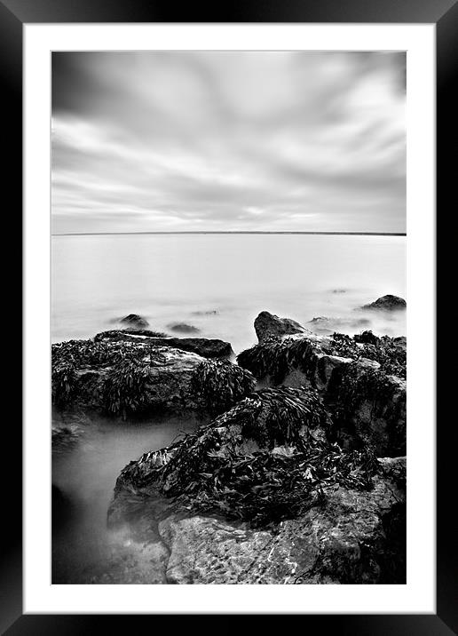 Totland Bay, Isle Of Wight, Black and White Framed Mounted Print by Simon Gladwin