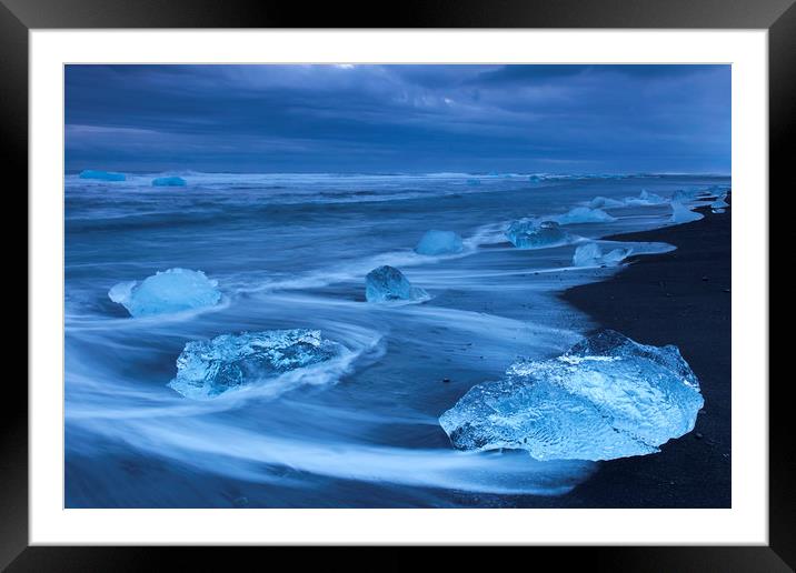Melting Ice on Iceland Beach  Framed Mounted Print by Arterra 