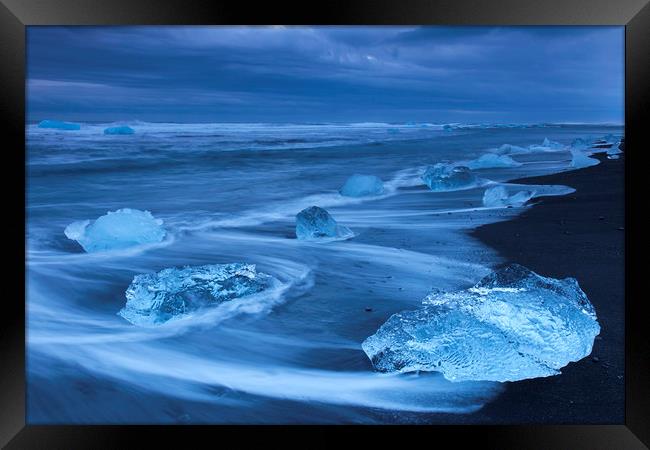 Melting Ice on Iceland Beach  Framed Print by Arterra 