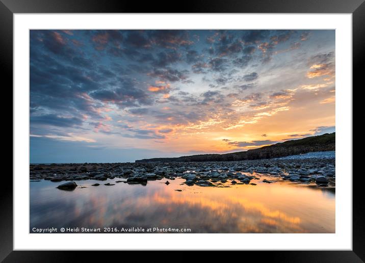 Sunset at Llantwit Major beach Framed Mounted Print by Heidi Stewart