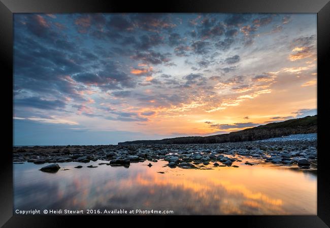 Sunset at Llantwit Major beach Framed Print by Heidi Stewart