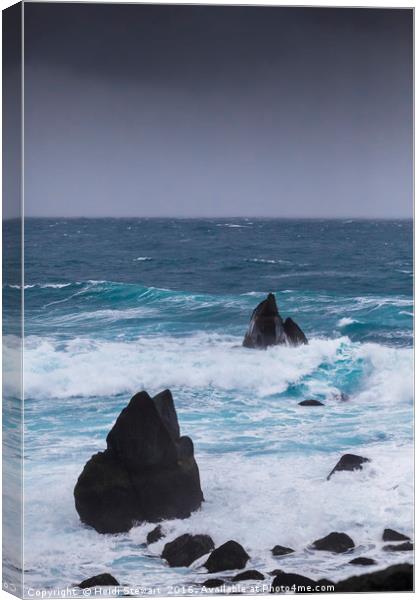 Rocks and Rough Seas, Iceland Canvas Print by Heidi Stewart