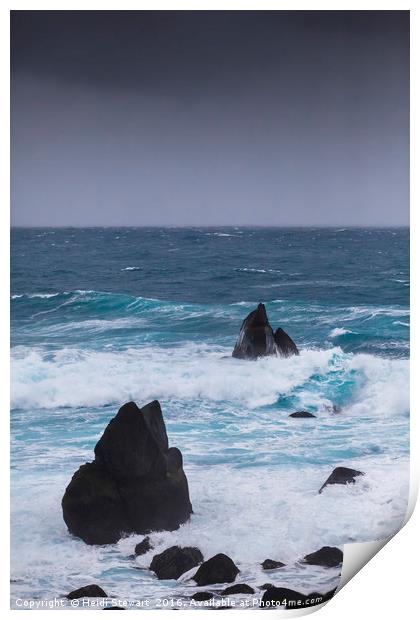 Rocks and Rough Seas, Iceland Print by Heidi Stewart