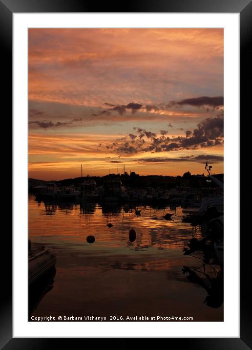sunset at the marina Framed Mounted Print by Barbara Vizhanyo