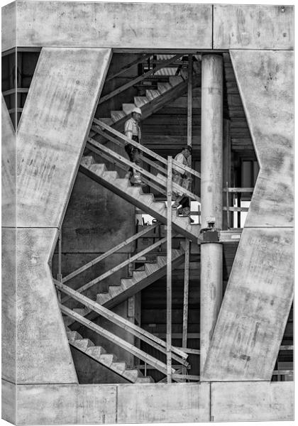 Construction Workers at Olympia Stadium Canvas Print by Antony McAulay
