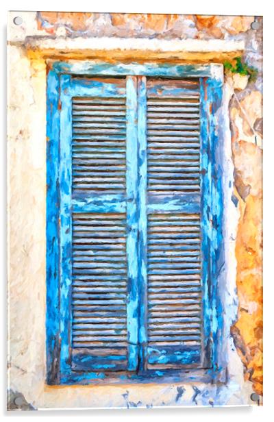 Greek Window Digital Painting Acrylic by Antony McAulay