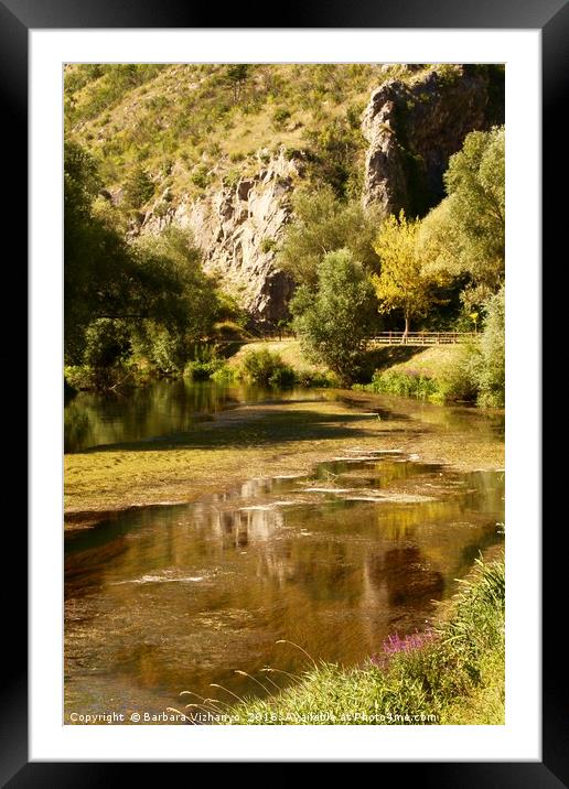 Small river among hills in Croatia Framed Mounted Print by Barbara Vizhanyo
