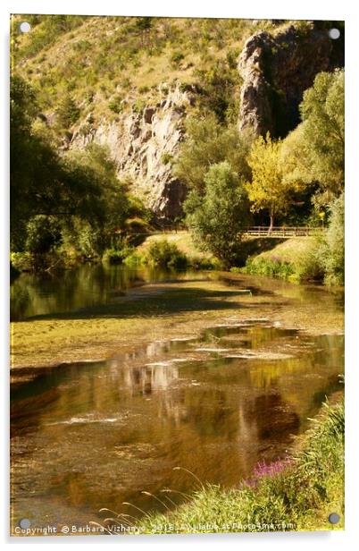 Small river among hills in Croatia Acrylic by Barbara Vizhanyo