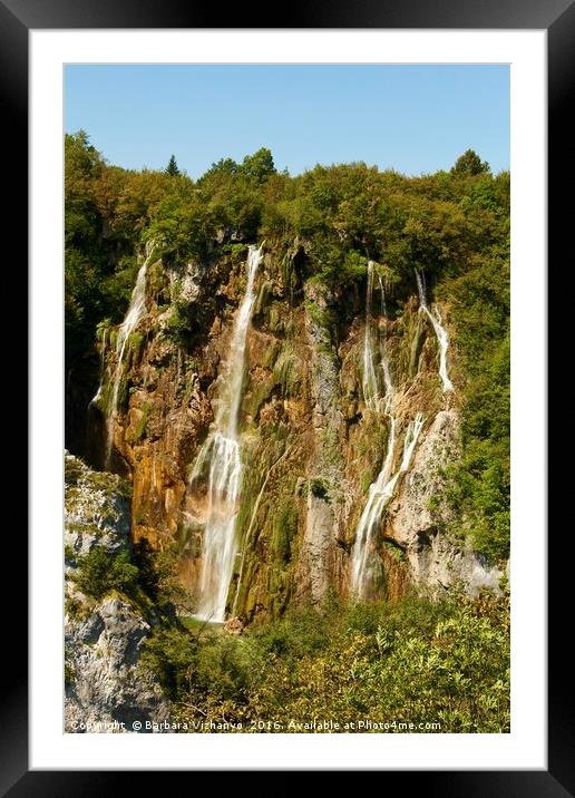 Waterfalls at Plitvice National Park Framed Mounted Print by Barbara Vizhanyo