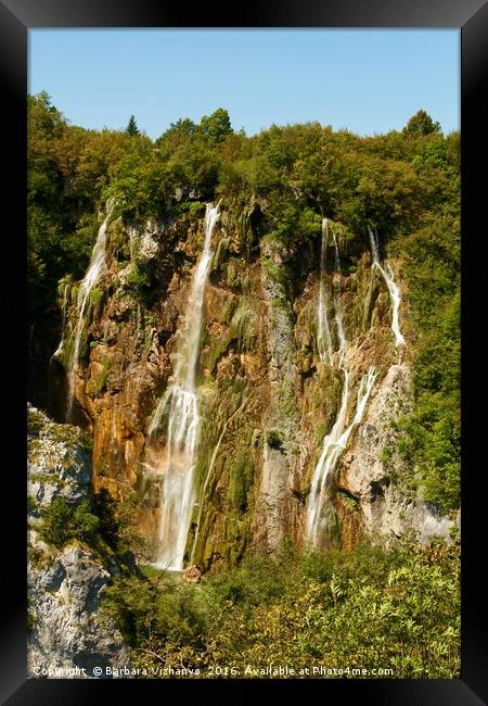 Waterfalls at Plitvice National Park Framed Print by Barbara Vizhanyo