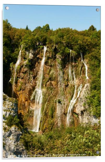 Waterfalls at Plitvice National Park Acrylic by Barbara Vizhanyo