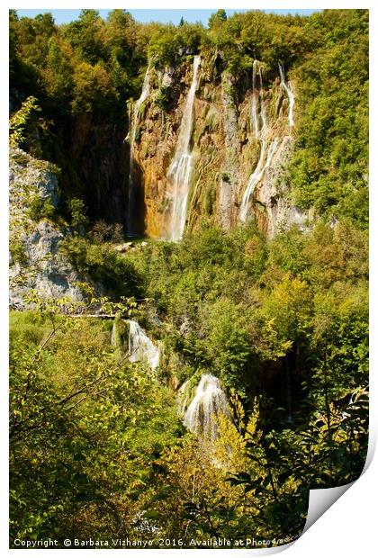 Waterfalls in Plitvice National Park Print by Barbara Vizhanyo