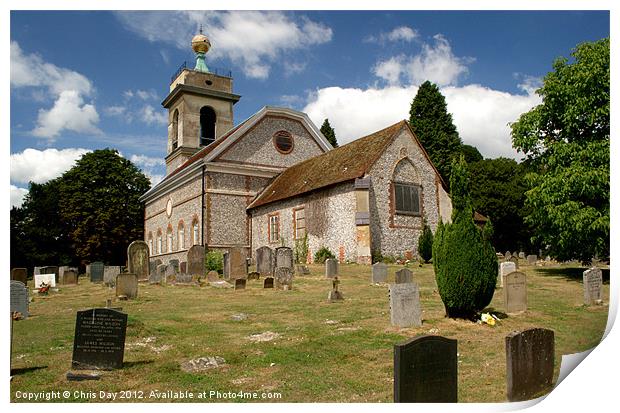 Church of St. Lawrence West Wycombe 3 Print by Chris Day