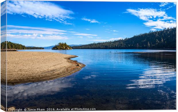 Beautiful view of Fannette Island on Lake Tahoe. Canvas Print by Jamie Pham