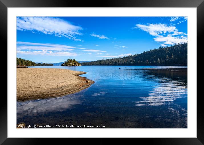 Beautiful view of Fannette Island on Lake Tahoe. Framed Mounted Print by Jamie Pham