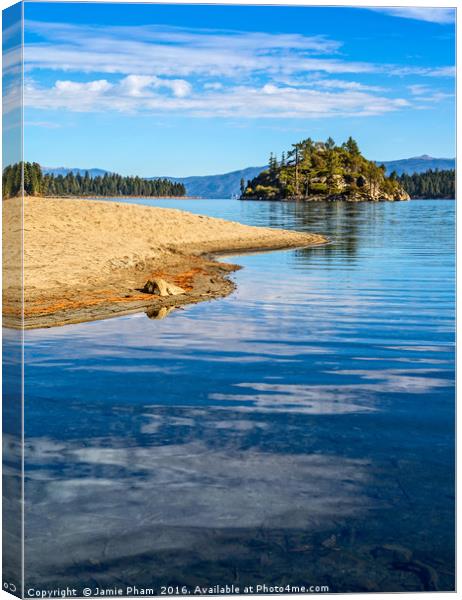 Beautiful view of Fannette Island on Lake Tahoe. Canvas Print by Jamie Pham