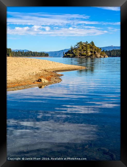 Beautiful view of Fannette Island on Lake Tahoe. Framed Print by Jamie Pham