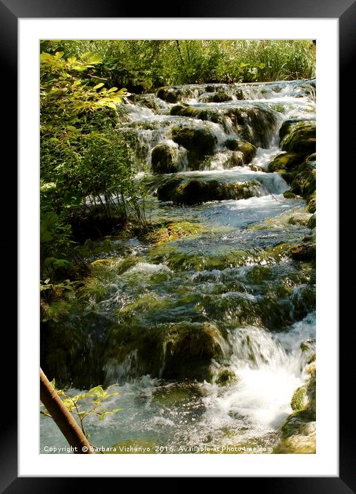 Lovely water cascade at Plitvice National Park Framed Mounted Print by Barbara Vizhanyo