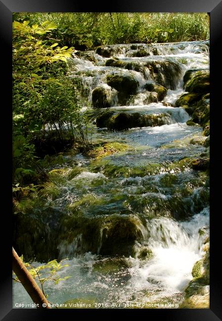 Lovely water cascade at Plitvice National Park Framed Print by Barbara Vizhanyo