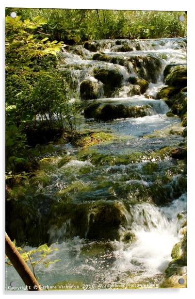 Lovely water cascade at Plitvice National Park Acrylic by Barbara Vizhanyo