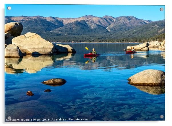 Beautiful Sand Harbor in Lake Tahoe. Acrylic by Jamie Pham