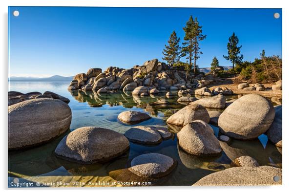 Beautiful Sand Harbor in Lake Tahoe. Acrylic by Jamie Pham