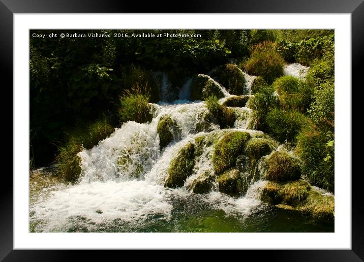 Beautiful waterfall at Plitvice National Park, Cro Framed Mounted Print by Barbara Vizhanyo