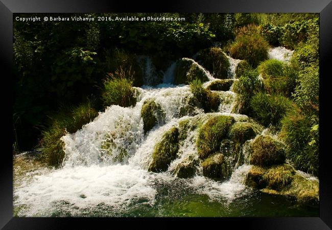Beautiful waterfall at Plitvice National Park, Cro Framed Print by Barbara Vizhanyo