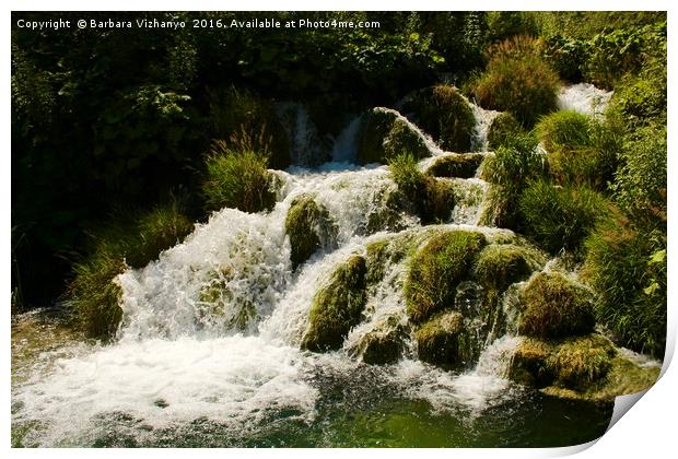 Beautiful waterfall at Plitvice National Park, Cro Print by Barbara Vizhanyo