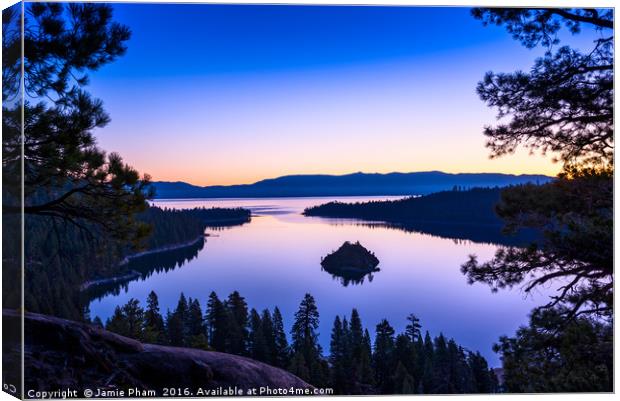 Stunning Emerald Bay sunrise in Lake Tahoe. Canvas Print by Jamie Pham