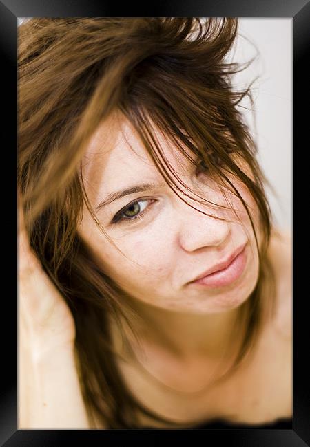 Woman shaking her hair Framed Print by Gabor Pozsgai