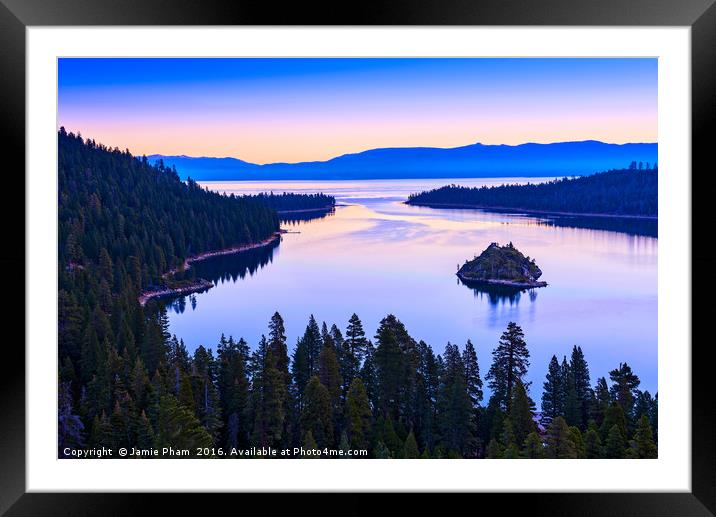 Stunning Emerald Bay sunrise in Lake Tahoe. Framed Mounted Print by Jamie Pham