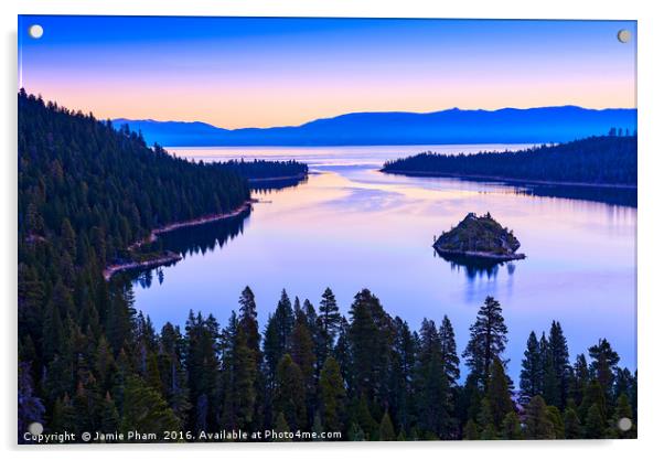 Stunning Emerald Bay sunrise in Lake Tahoe. Acrylic by Jamie Pham