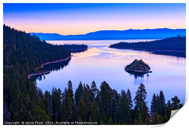 Stunning Emerald Bay sunrise in Lake Tahoe. Print by Jamie Pham