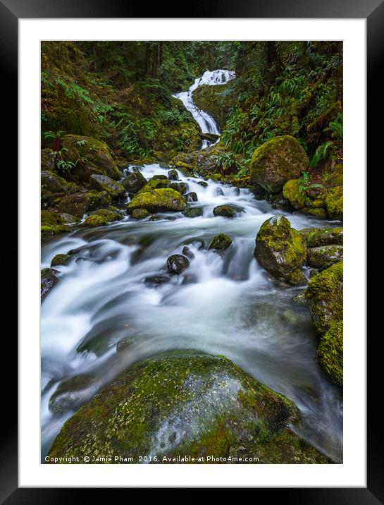 Beautiful Bunch Creek Falls in the Olympic Nationa Framed Mounted Print by Jamie Pham