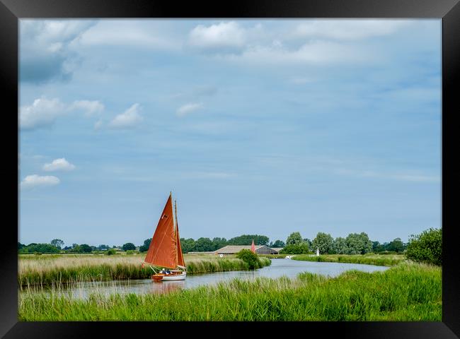Tranquil Sailing on Thurne River Framed Print by Rick Bowden