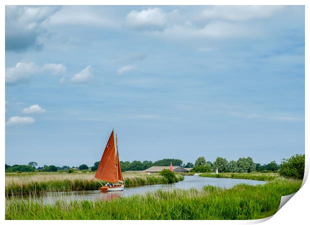 Tranquil Sailing on Thurne River Print by Rick Bowden