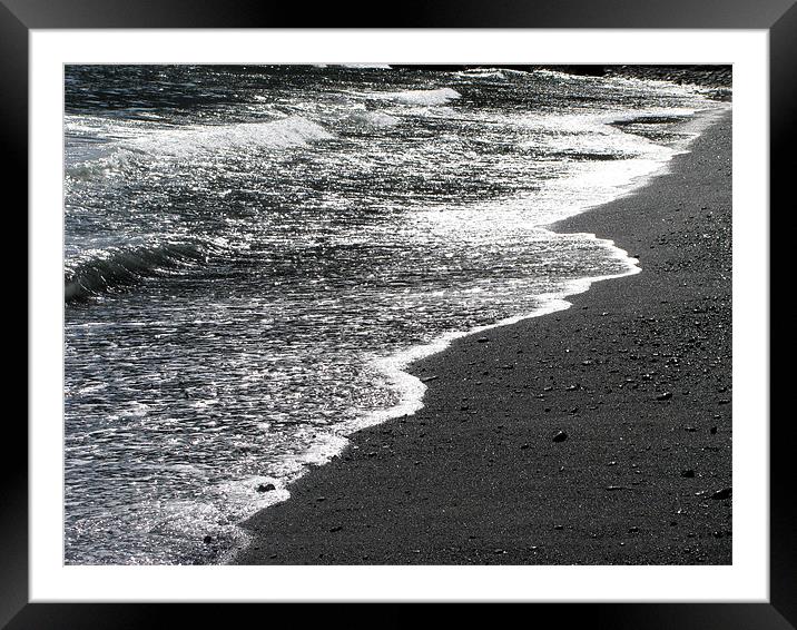 Black Lace Beach 5 Framed Mounted Print by Mary Lane
