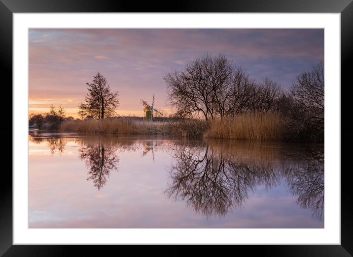 Winter Sunrise on the River Ant Framed Mounted Print by Rick Bowden