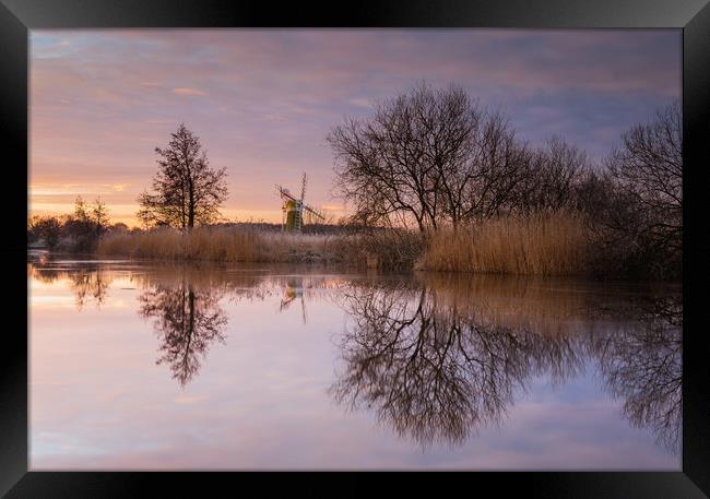 Winter Sunrise on the River Ant Framed Print by Rick Bowden