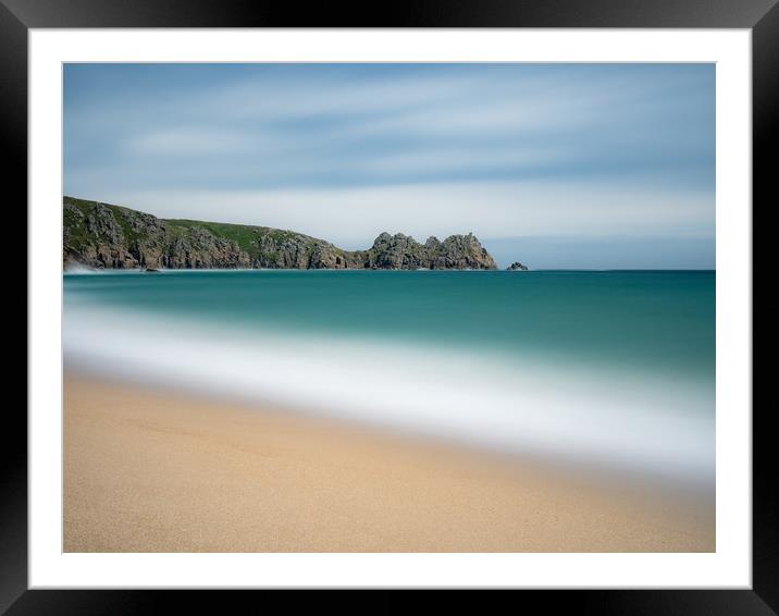 Porthcurno Beach Framed Mounted Print by Rick Bowden
