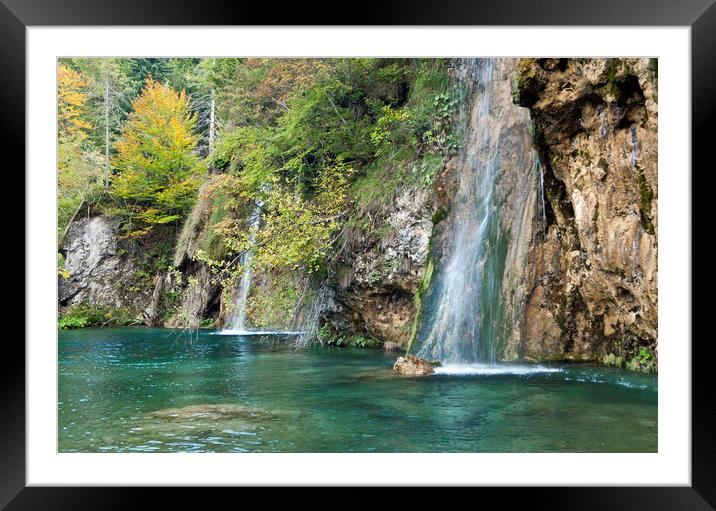 Waterfalls in Plitvice National Park in Croatia Framed Mounted Print by Nick Jenkins