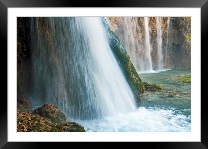 Waterfalls in Plitvice National Park in Croatia Framed Mounted Print by Nick Jenkins