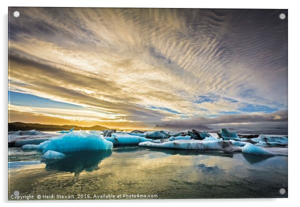Glacial Ice Lagoon, Jokulsarlon, Iceland Acrylic by Heidi Stewart