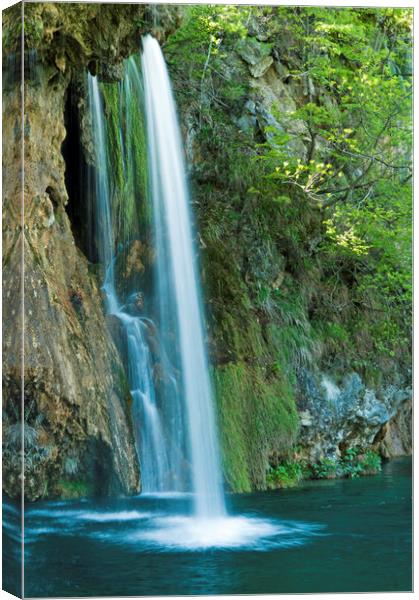 Waterfall in the Plitvice National Park Croatia Canvas Print by Nick Jenkins
